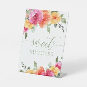 Colourful bright floral sweet success pedestal sign