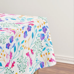 Colourful & Bright Floral White Pattern Tablecloth
