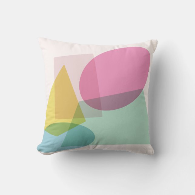 Colourful Bright Geometric Shapes Collage Throw Pillow (Front)