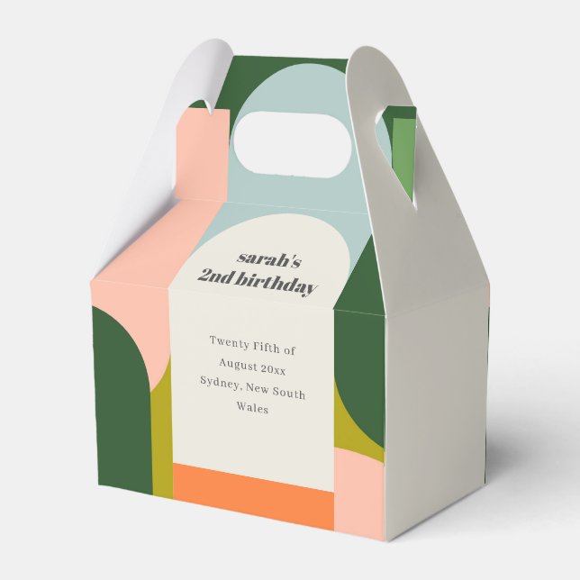 Colourful Bright Groovy Retro Arch Any Age Birthda Favor Box (Back Side)