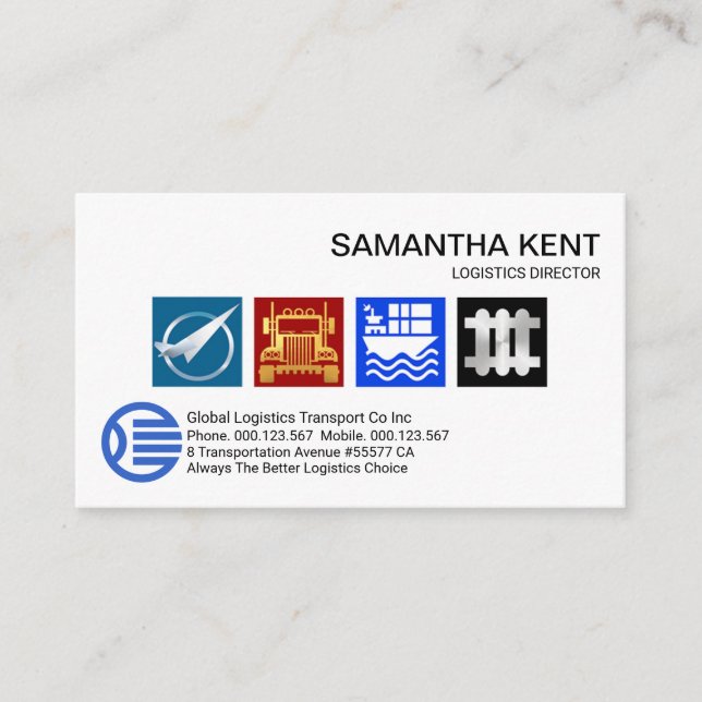 Colourful Bright Logistic Services Icon Business Card (Front)
