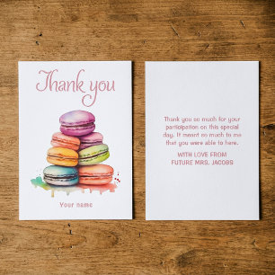 Colourful bright macaroon watercolor bridal shower thank you card