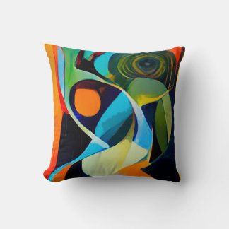 Colourful Bright Modern Contemporary Abstract Throw Pillow