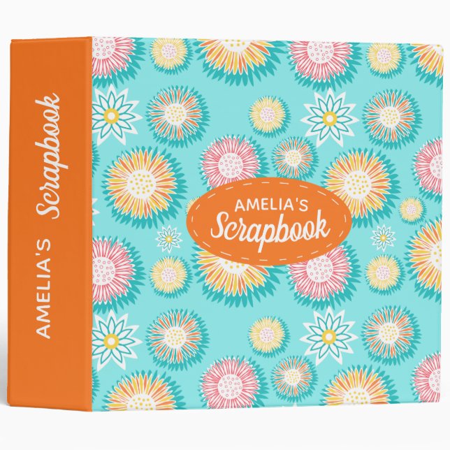 Colourful Bright Modern Floral Scrapbook Binder (Front/Spine)