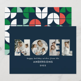 Colourful bright Noel Christmas geometric 4 photo  Holiday Card