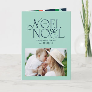 Colourful bright Noel Christmas geometric photo Ho Holiday Card