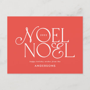 Colourful bright Noel Christmas geometric script Holiday Postcard