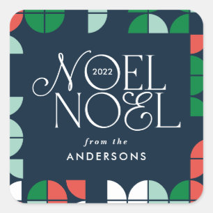 Colourful bright Noel Christmas geometric script Square Sticker