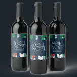 Colourful bright Noel Christmas geometric script W Wine Label<br><div class="desc">Colourful bright fun Noel Christmas geometric typography script holiday design. Red,  green,  navy blue and pink colorway.</div>