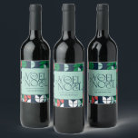 Colourful bright Noel Christmas geometric script W Wine Label<br><div class="desc">Colourful bright fun Noel Christmas geometric typography script holiday design. Red,  green,  aqua,  navy blue and pink colorway.</div>