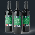 Colourful bright Noel Christmas geometric script Wine Label<br><div class="desc">Colourful bright fun Noel Christmas geometric typography script holiday design. Red,  green,  navy blue and pink colorway.</div>
