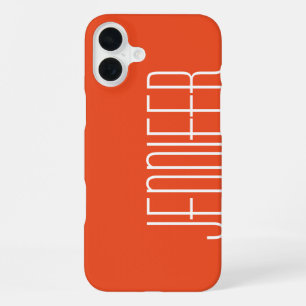 Colourful Bright Orange, Personalized Jumbo Name iPhone 16 Plus Case
