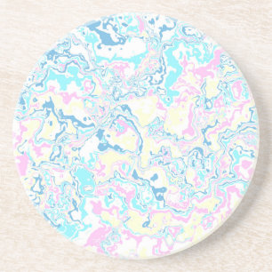 Colourful Bright Pastel Groovy Boho Abstract Marbl Coaster