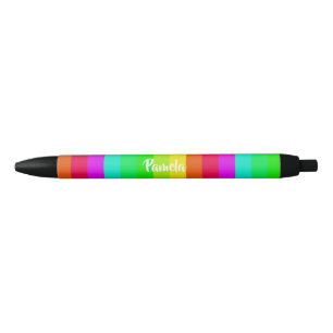 Colourful bright rainbow lines black ink pen