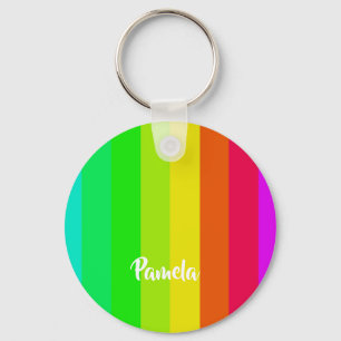 Colourful bright rainbow lines keychain