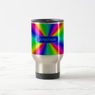Colourful Bright Rainbow Personalize .. Travel Mug