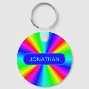 Colourful Bright Rainbow Personalized Keychain