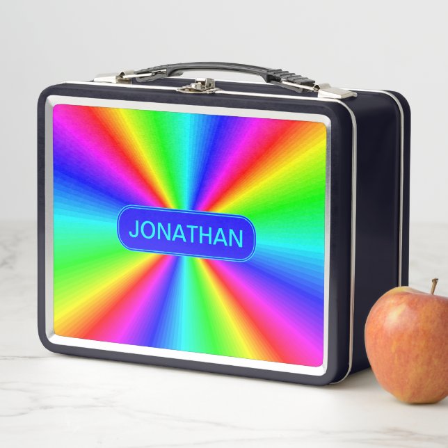 Colourful Bright Rainbow Personalized Metal Lunch Box (In Situ)