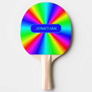 Colourful Bright Rainbow Personalized Ping Pong Paddle