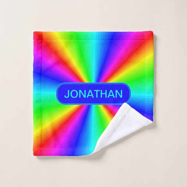 Colourful Bright Rainbow Personalized Wash Cloth (Wash Cloth)