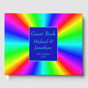 Colourful Bright Rainbow Wedding Guest Book