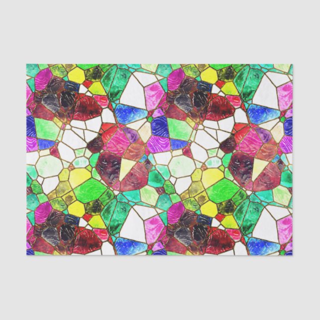 Colourful Bright Stained Glass Decoupage Tissue Paper (Front)
