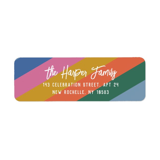 Colourful Bright Striped Brush Script Personalized (Front)