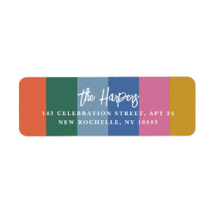 Colourful Bright Striped Brush Script Personalized