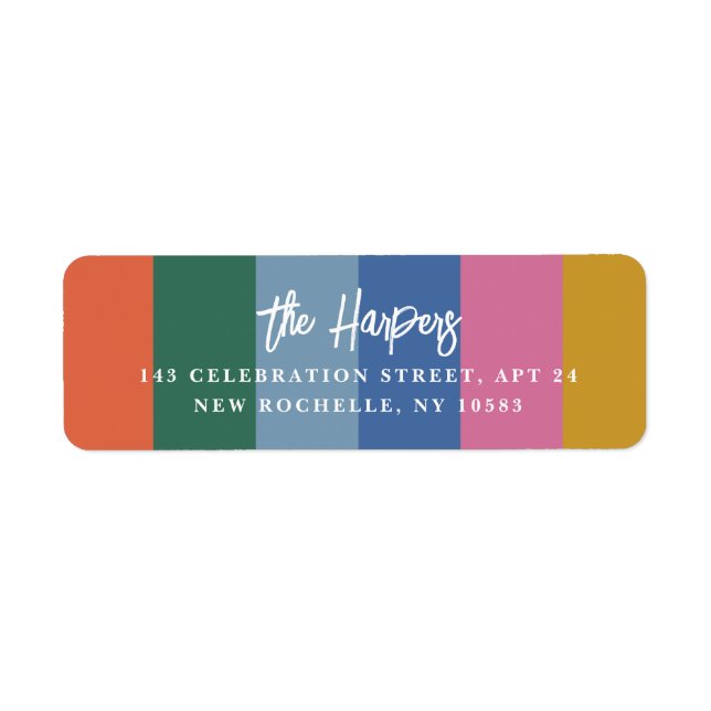 Colourful Bright Striped Brush Script Personalized (Front)