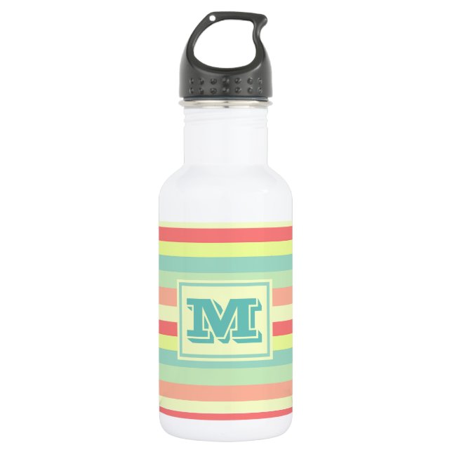 Colourful Bright Stripes Modern Monogram 532 Ml Water Bottle (Front)