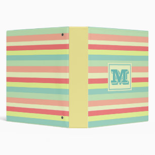 Colourful Bright Stripes Modern Monogram Binder