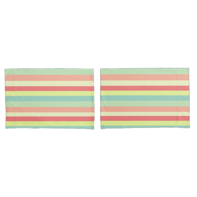 Colourful Bright Stripes Pillowcase (Front-Set)