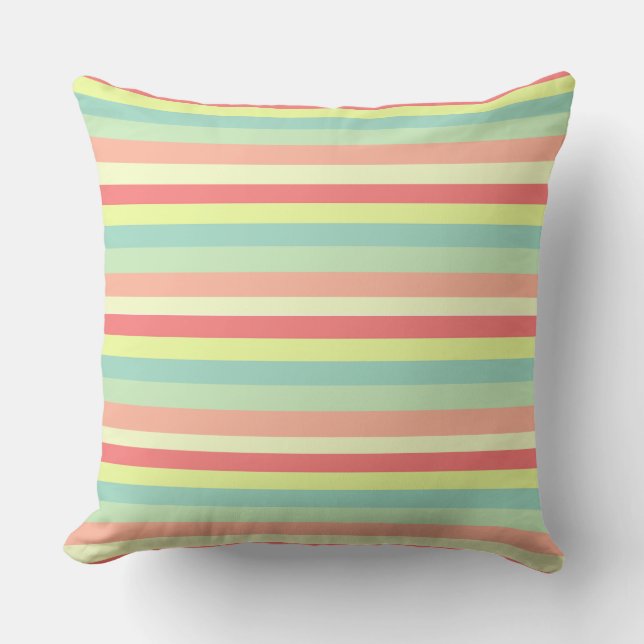 Colourful Bright Stripes Throw Pillow (Front)