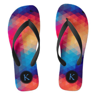 Colourful Bright Tones Modern Geometric Pattern Flip Flops