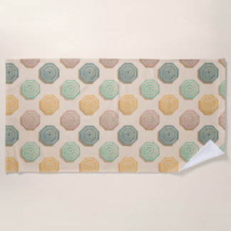 Colourful Bright Watercolor Umbrellas Beach Towel