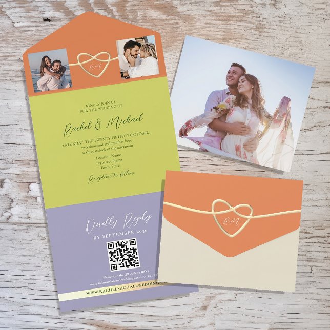 Colourful Bright Wedding QR Code All In One Invitation (Creator Uploaded)
