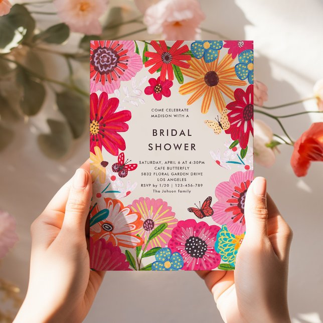 Colourful Bright Wildflower Bridal Shower Invitation (Colorful Bright Wildflower Bridal Shower Invitation)