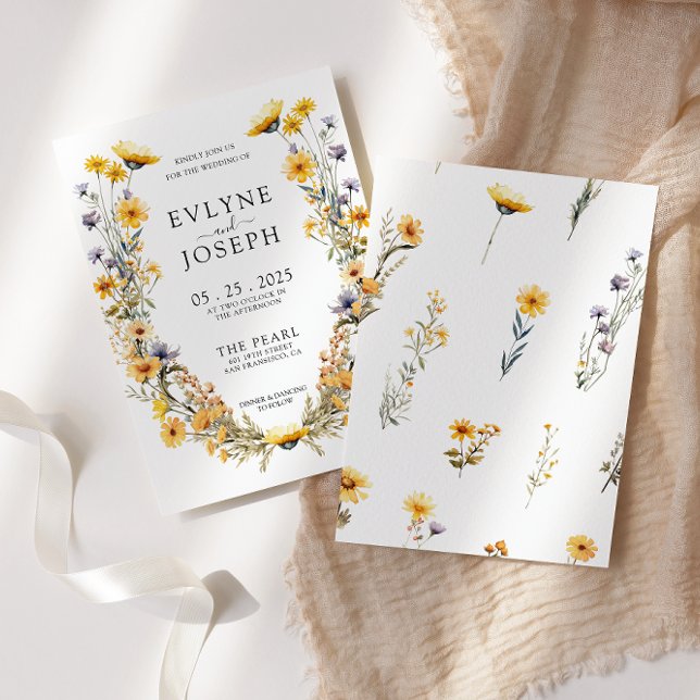 Colourful Bright Wildflower Floral Wreath Wedding Invitation (Creator Uploaded)