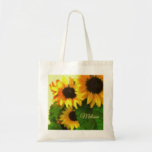 Colourful Bright Yellow Sunflowers Personalized Tote Bag