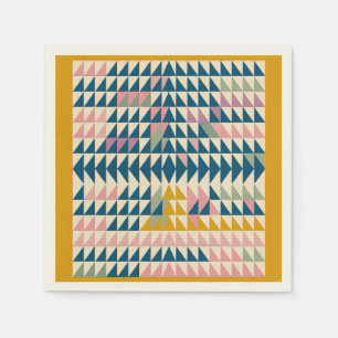 Colourful Brights Painted Geometric Shapes in Teal Napkin