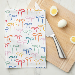 Colourful Brights Simple Bow Doodle Pattern Kitchen Towel