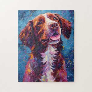 Colourful Brittany dog Jigsaw Puzzle