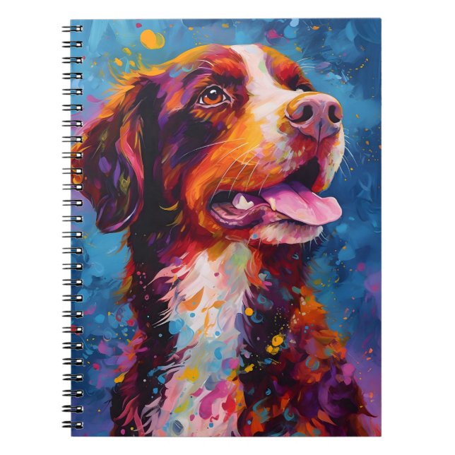 Colourful Brittany dog Notebook (Front)