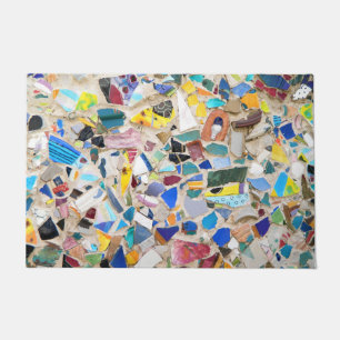 Colourful broken pottery wall picture very unusual doormat