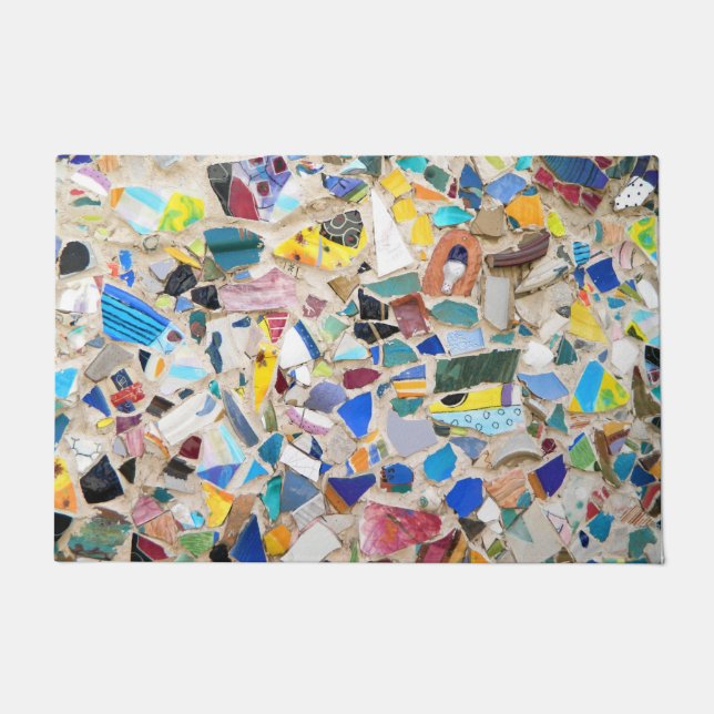 Colourful broken pottery wall picture very unusual doormat (Front)