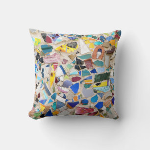Colourful broken pottery wall picture very unusual throw pillow