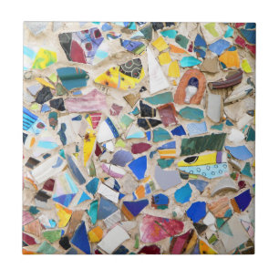 Colourful broken pottery wall picture very unusual tile