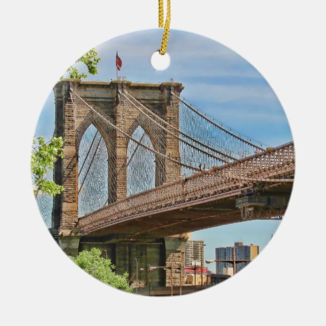 Colourful Brooklyn Bridge Ceramic Ornament (Front)