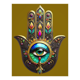 Colourful Brown Gold Hamsa Rainbow Colour Third Ey Photo Print