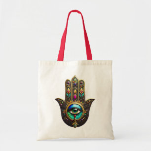 Colourful Brown Gold Hamsa Rainbow Colour Third Ey Tote Bag